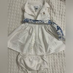 Polo Ralph Lauren with floral belt and bloomers baby girl dress